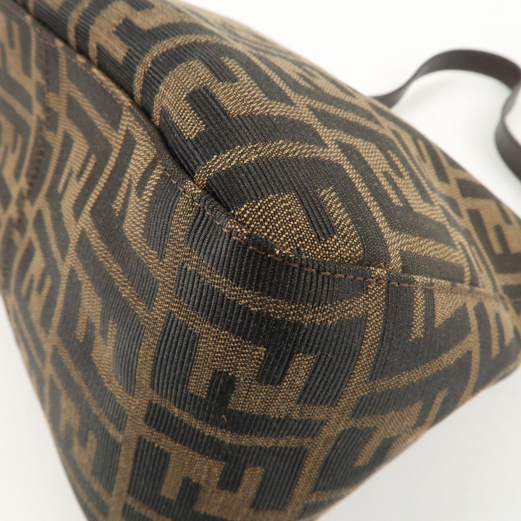 FENDI Zucca Canvas Leather Shoulder Bag Brown 222826