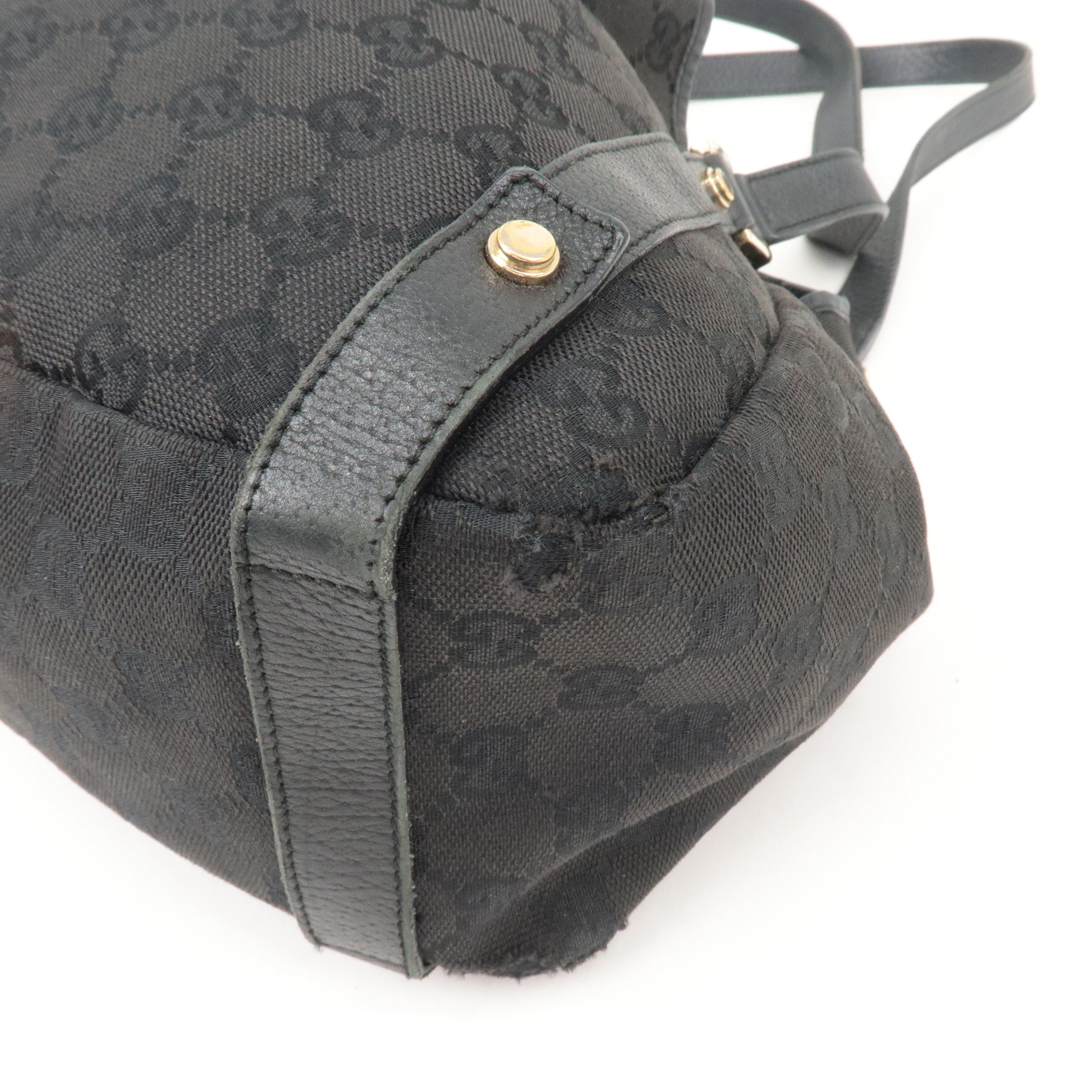 GUCCI Abbey GG Canvas Leather Tote Bag Shoulder Bag Black 130736