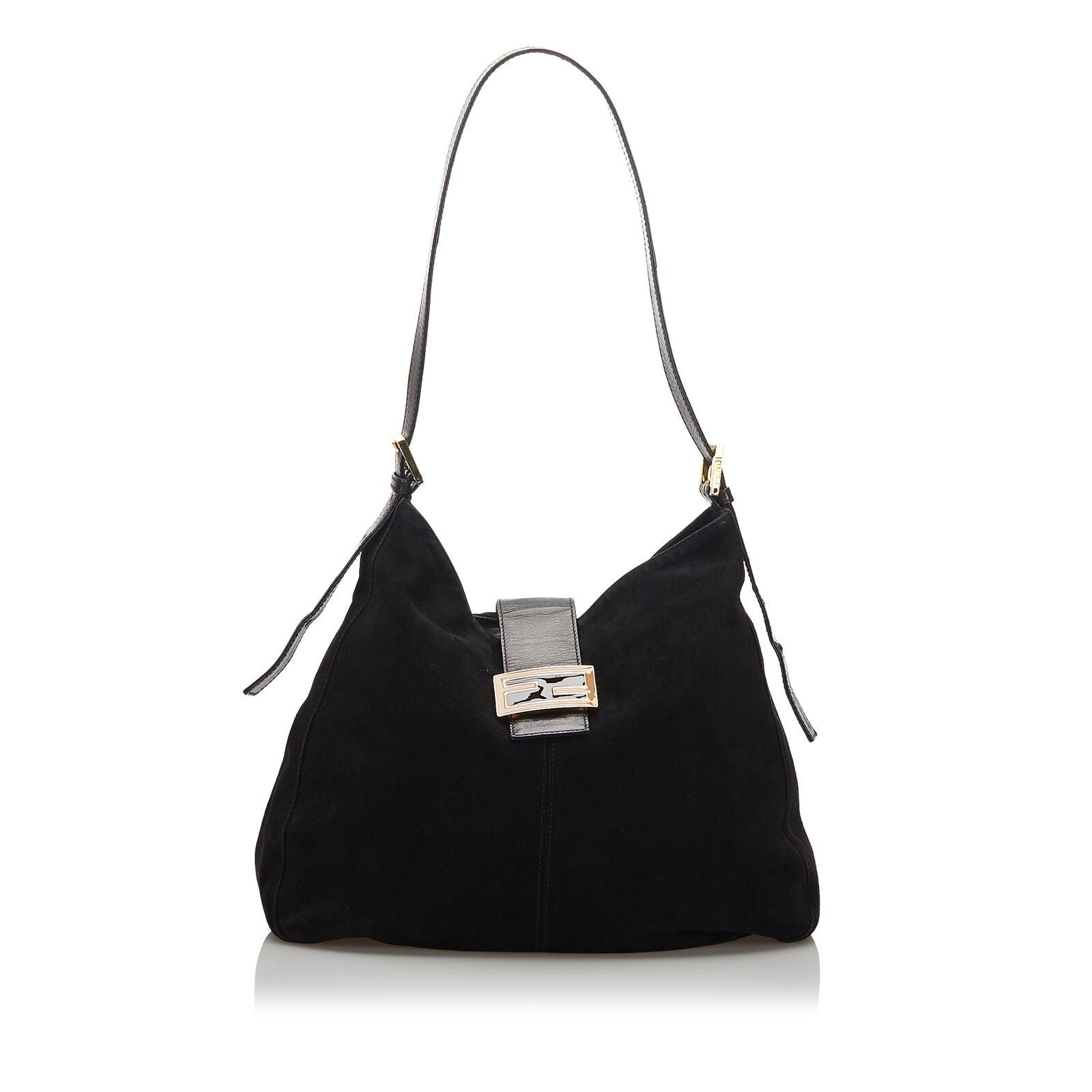 Pre-Loved Fendi Black Suede Leather Shoulder Bag Italy