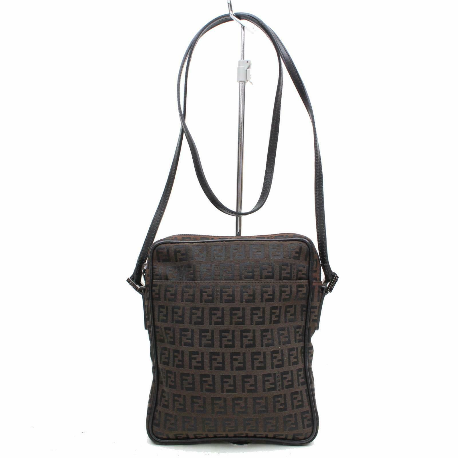 Indistinguishable  Fendi Shoulder Bag Dark Brown Zukka Canvas (SHC1-14376)