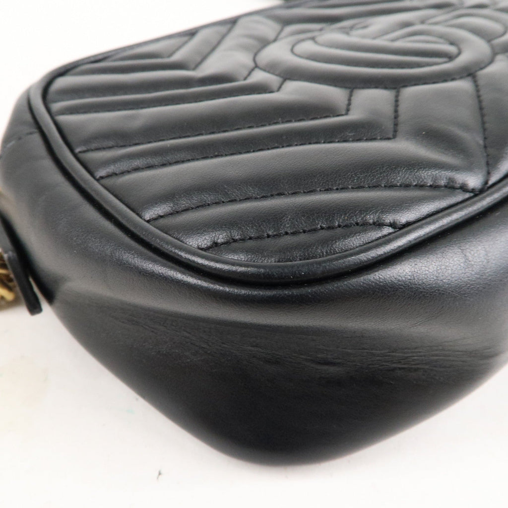GUCCI GG Marmont Leather Chain Shoulder Bag Crossbody Black 447632