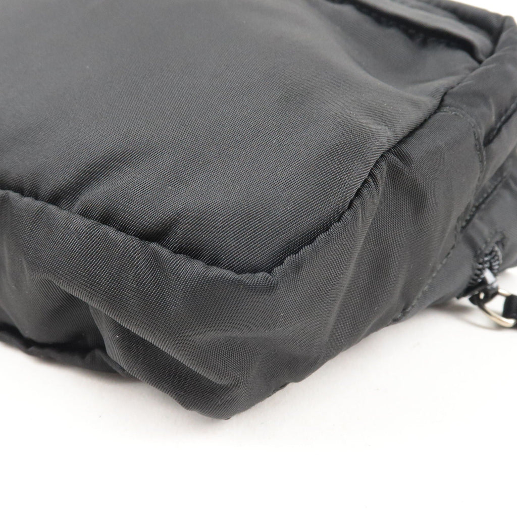 Prada Logo Nylon Leather Waist Bag Fanny Pack Black V210