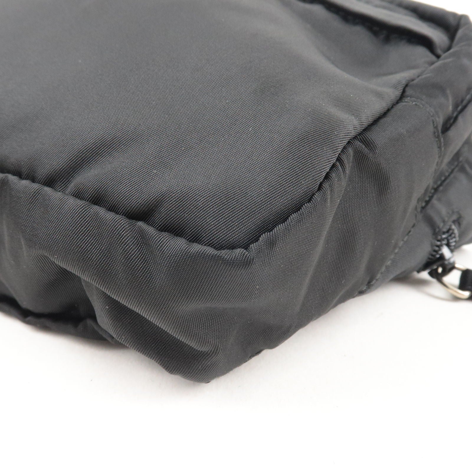 Prada Logo Nylon Leather Waist Bag Fanny Pack Black V210