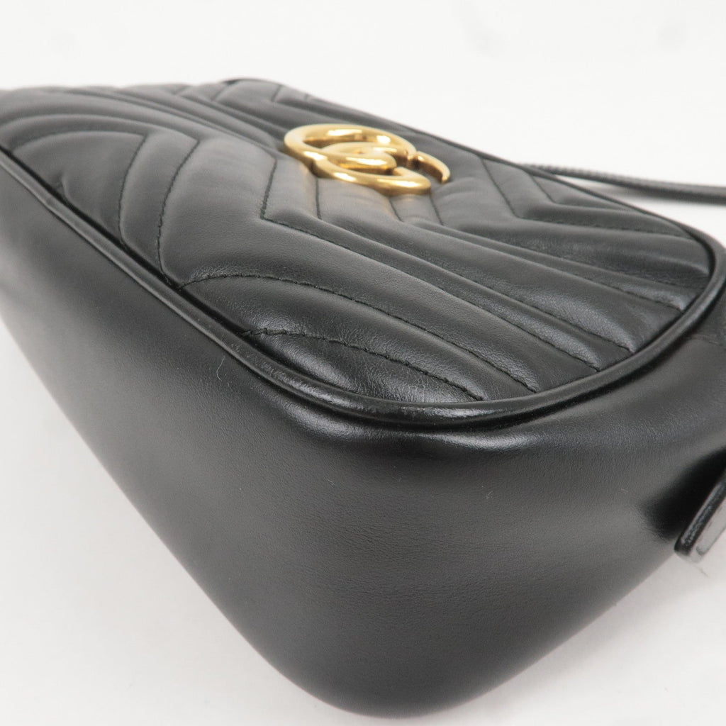 GUCCI GG Marmont Leather Chain Shoulder Bag Black 447632