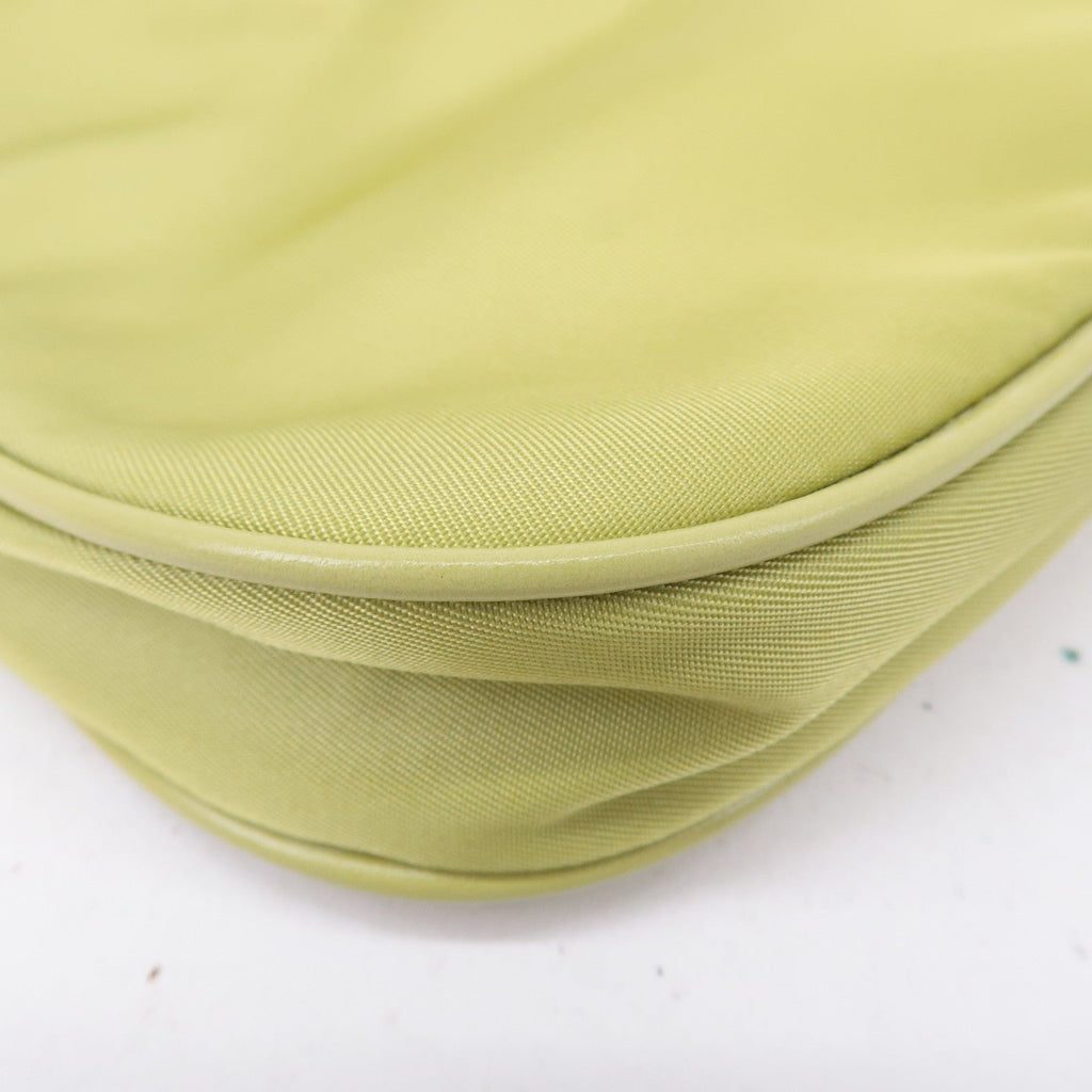 Prada Logo Nylon Leather Chain Shoulder Bag Light Green BR0104