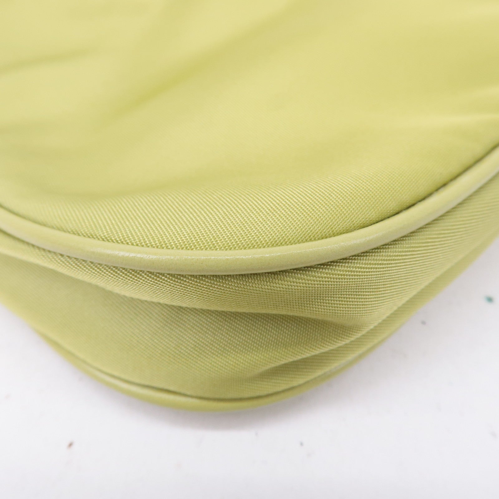 Prada Logo Nylon Leather Chain Shoulder Bag Light Green BR0104