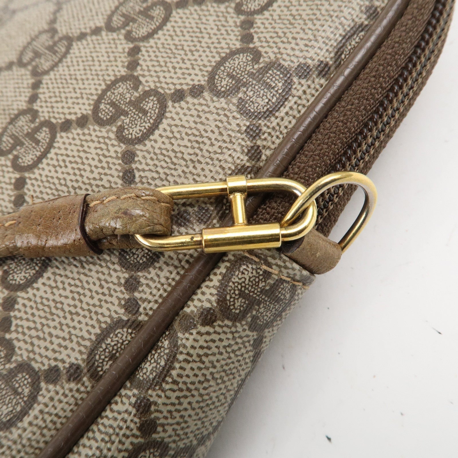 GUCCI Old Gucci GG Plus Leather Shoulder Bag Beige 97.02.068