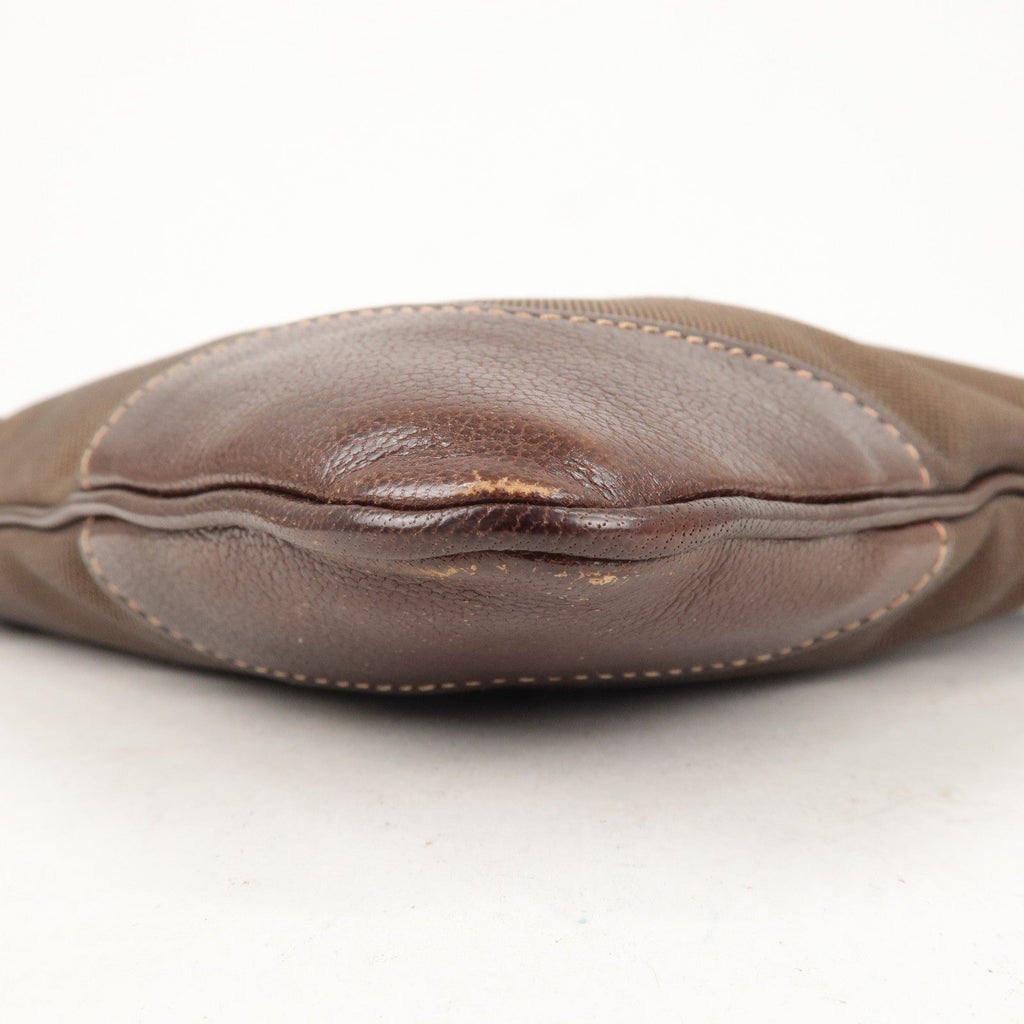 Prada Logo Jacquard Canvas Leather Shoulder Bag Brown