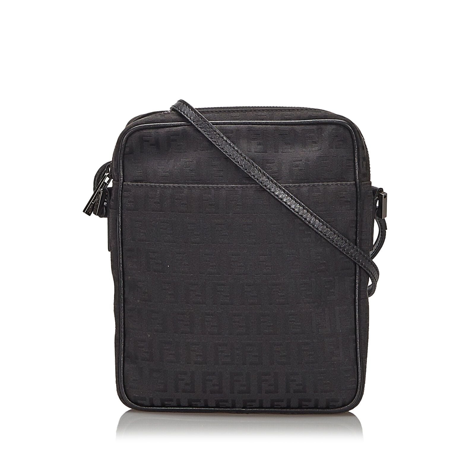 Pre-Loved Fendi Black Canvas Fabric Zucchino Crossbody Bag Italy