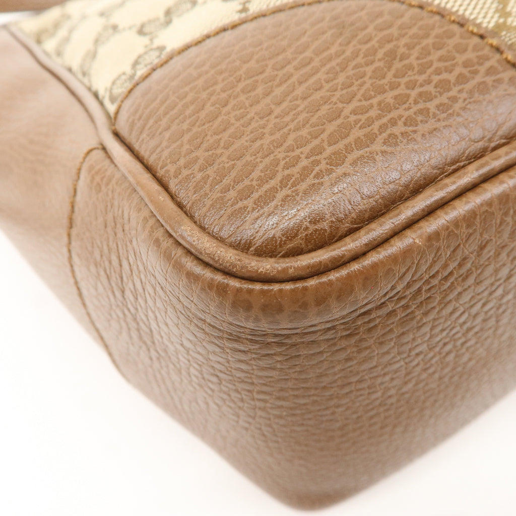 GUCCI GG Canvas Leather 2WAY Bag Hand Bag Beige Brown 449241