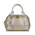Pre-Loved Burberry Silver Others Leather Studded Thornley Satchel Italy