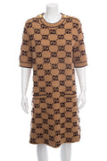Gucci Brown Wool Monogram Dress SZ XL