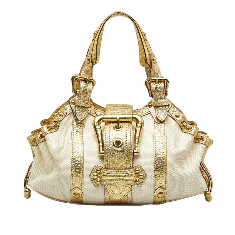 Louis Vuitton Trianon Teda GM Handbag M92391 Gold Ivory Canvas Leather Ladies Louis Vuitton