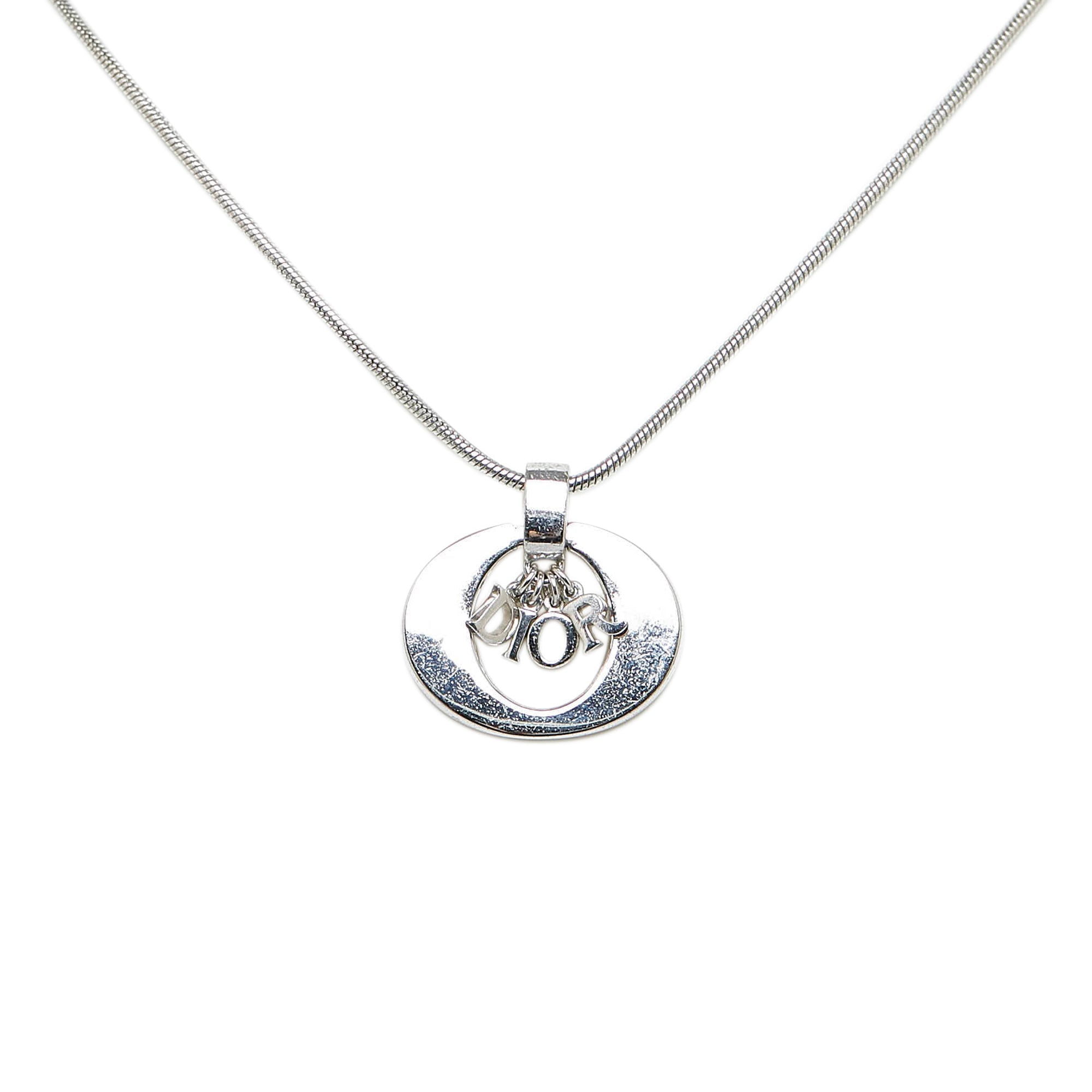 DIOR Logo Pendant Necklace Costume Necklace