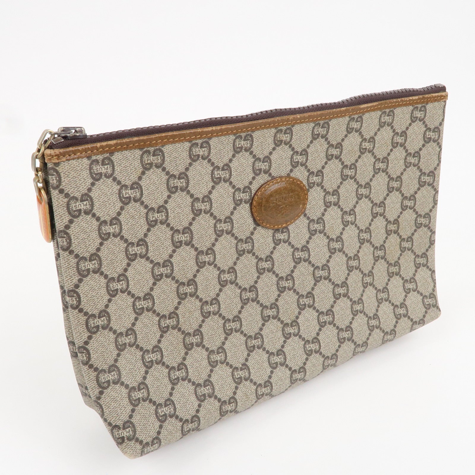GUCCI Set of 3 Old Gucci Leather Second Bag Pouch Beige Brown