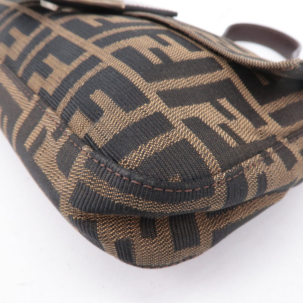 FENDI Mamma Baguette Zucca Canvas Leather Bag Brown 26424