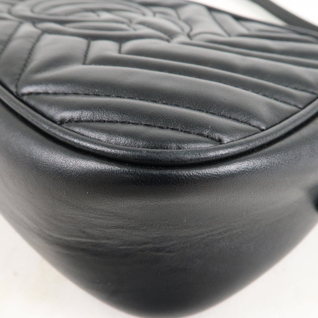 GUCCI GG Marmont Leather Chain Shoulder Bag Crossbody Black 447632