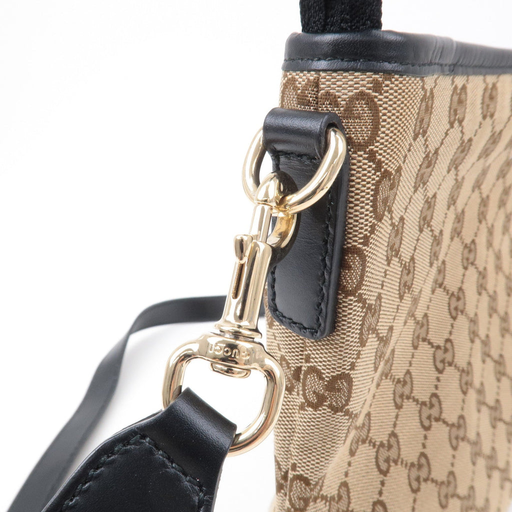 GUCCI Sherry GG Canvas Leather Shoulder Bag Beige Black 388926