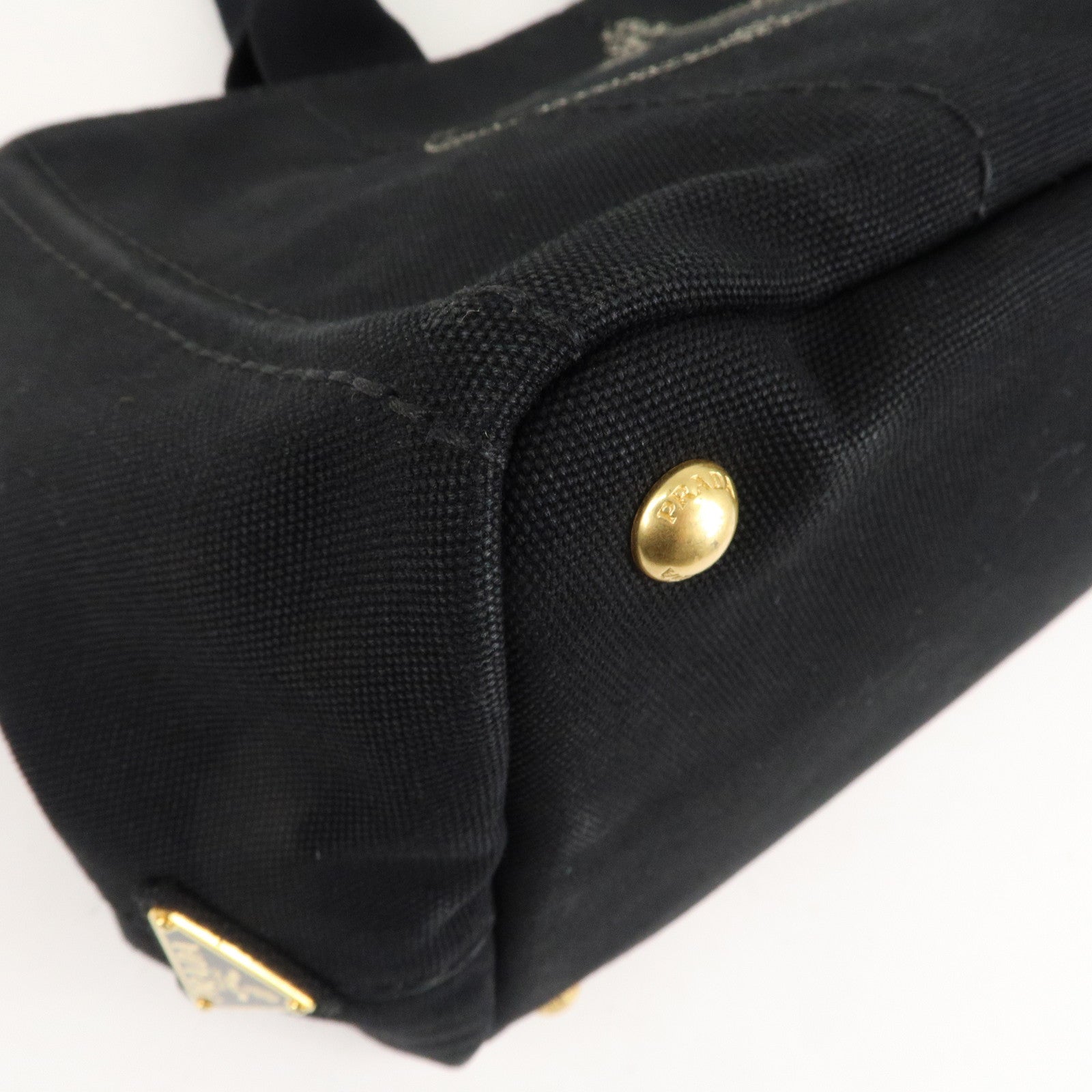 Prada Canapa Canvas Tote Bag Hand Bag Black BN1877