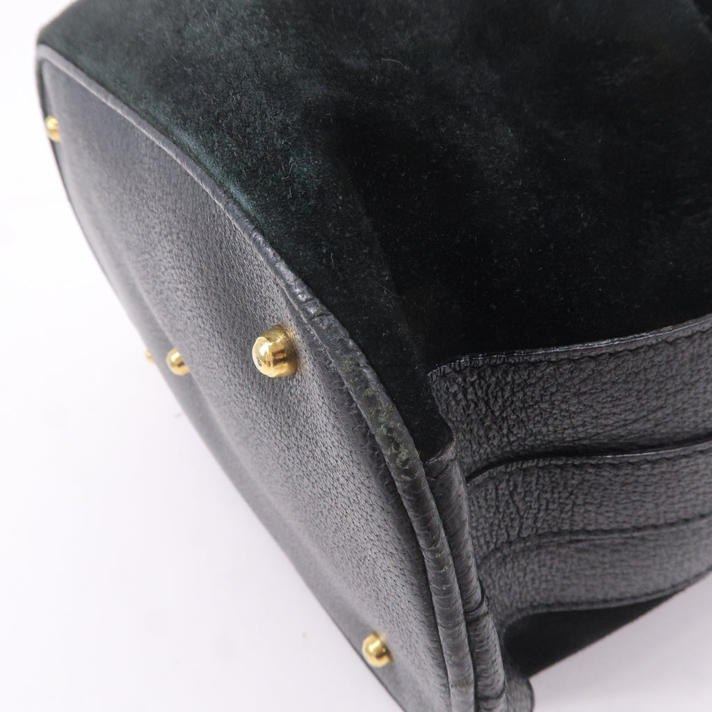 Gucci Bamboo Suede Leather Black 2WAY Bag 001.3754.1657