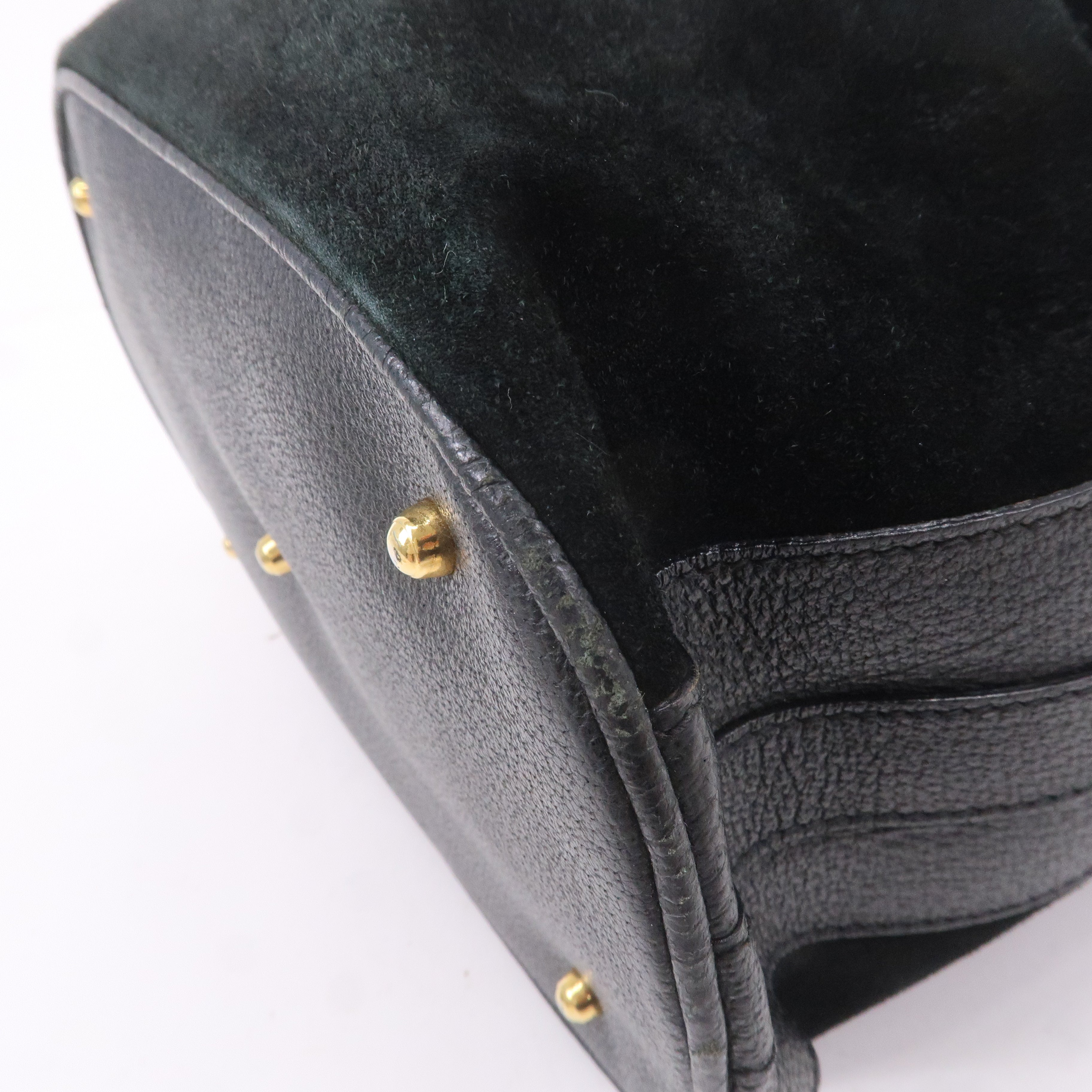 Gucci Bamboo Suede Leather Black 2WAY Bag 001.3754.1657
