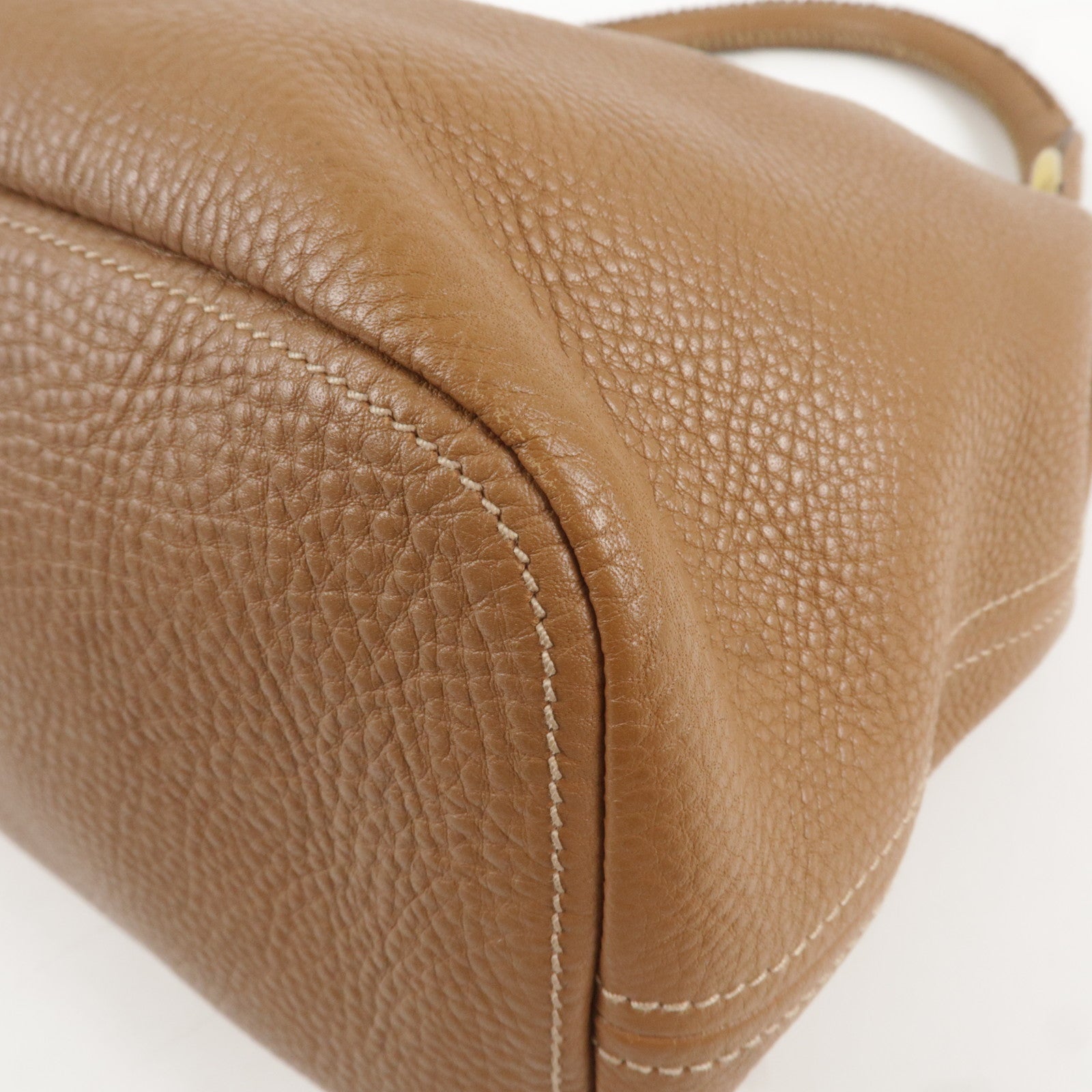 Prada Logo Leather One Shoulder Bag Brown BR4829