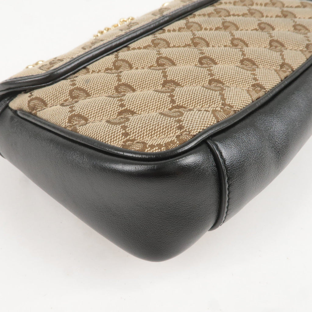 GUCCI GG Marmont GG Canvas Leather Chain Shoulder Bag 446744