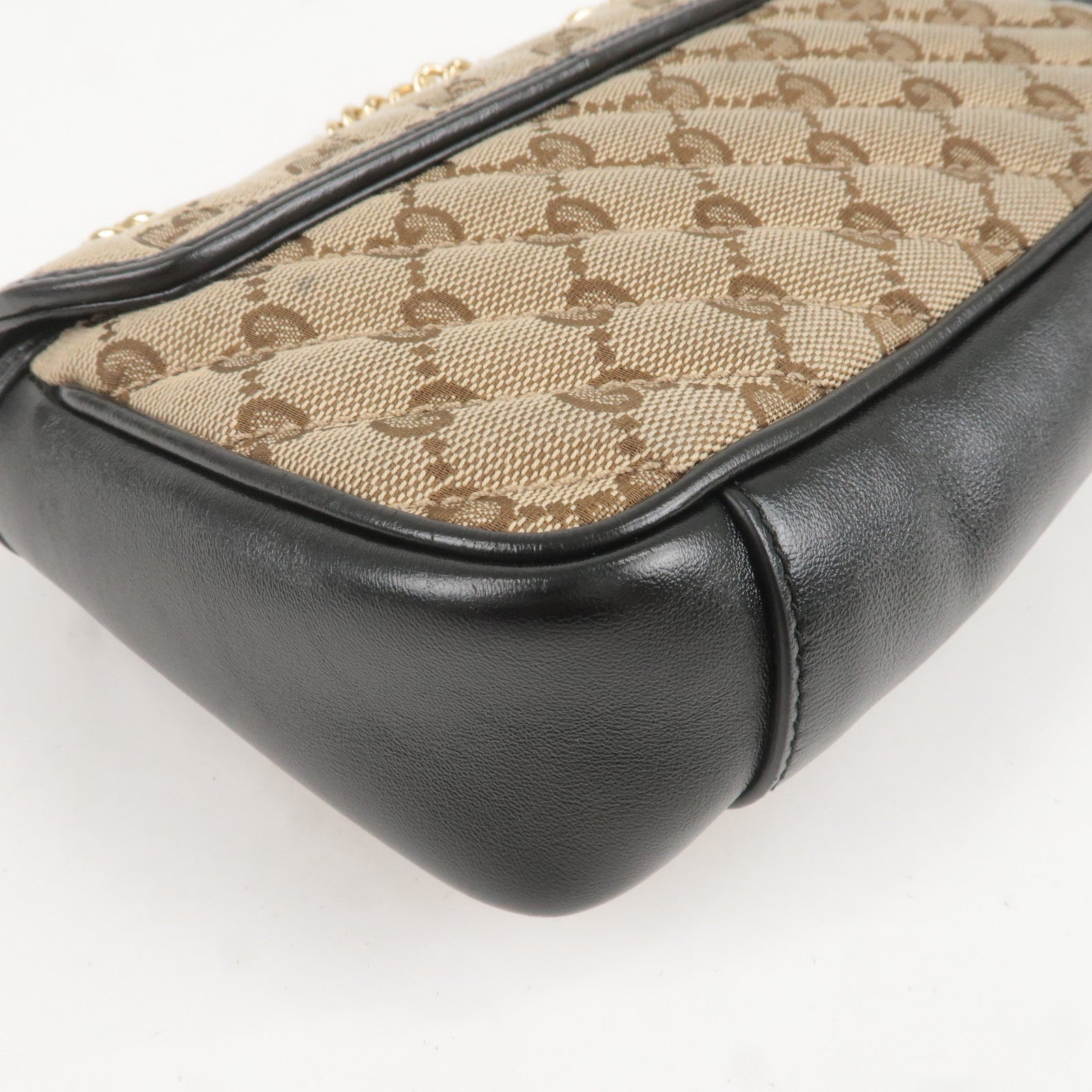 GUCCI GG Marmont GG Canvas Leather Chain Shoulder Bag 446744