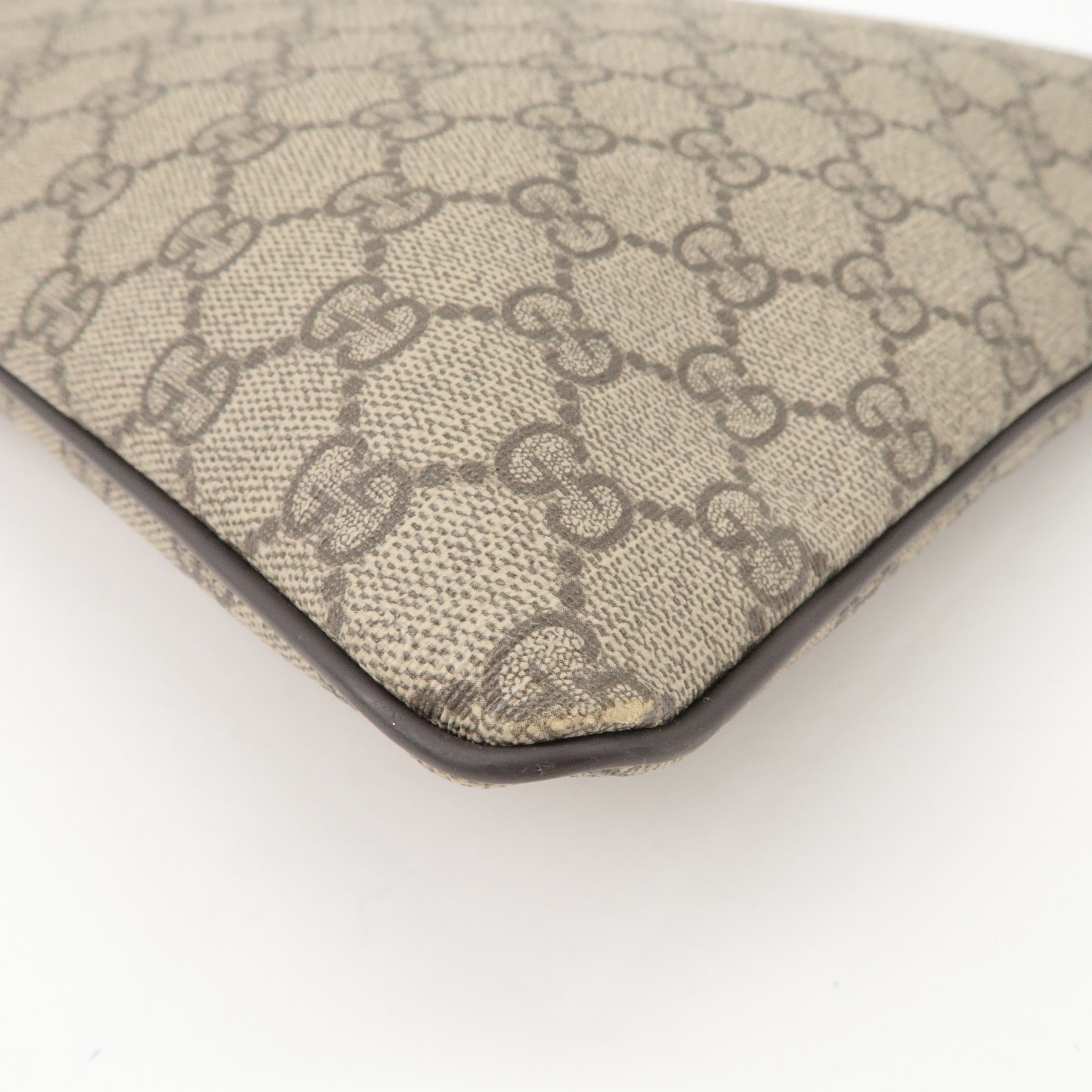 GUCCI GG Supreme Leather Shoulder Bag Beige Brown 201446
