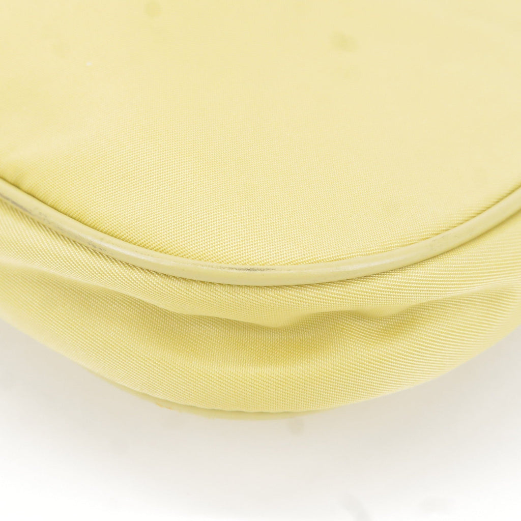 Prada Logo Nylon Leather Chain Shoulder Bag Yellow BR0104