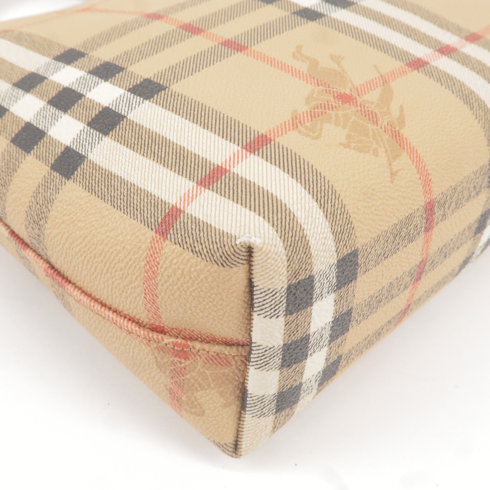BURBERRY Nova Plaid PVC Leather Shoulder Bag Beige Brown
