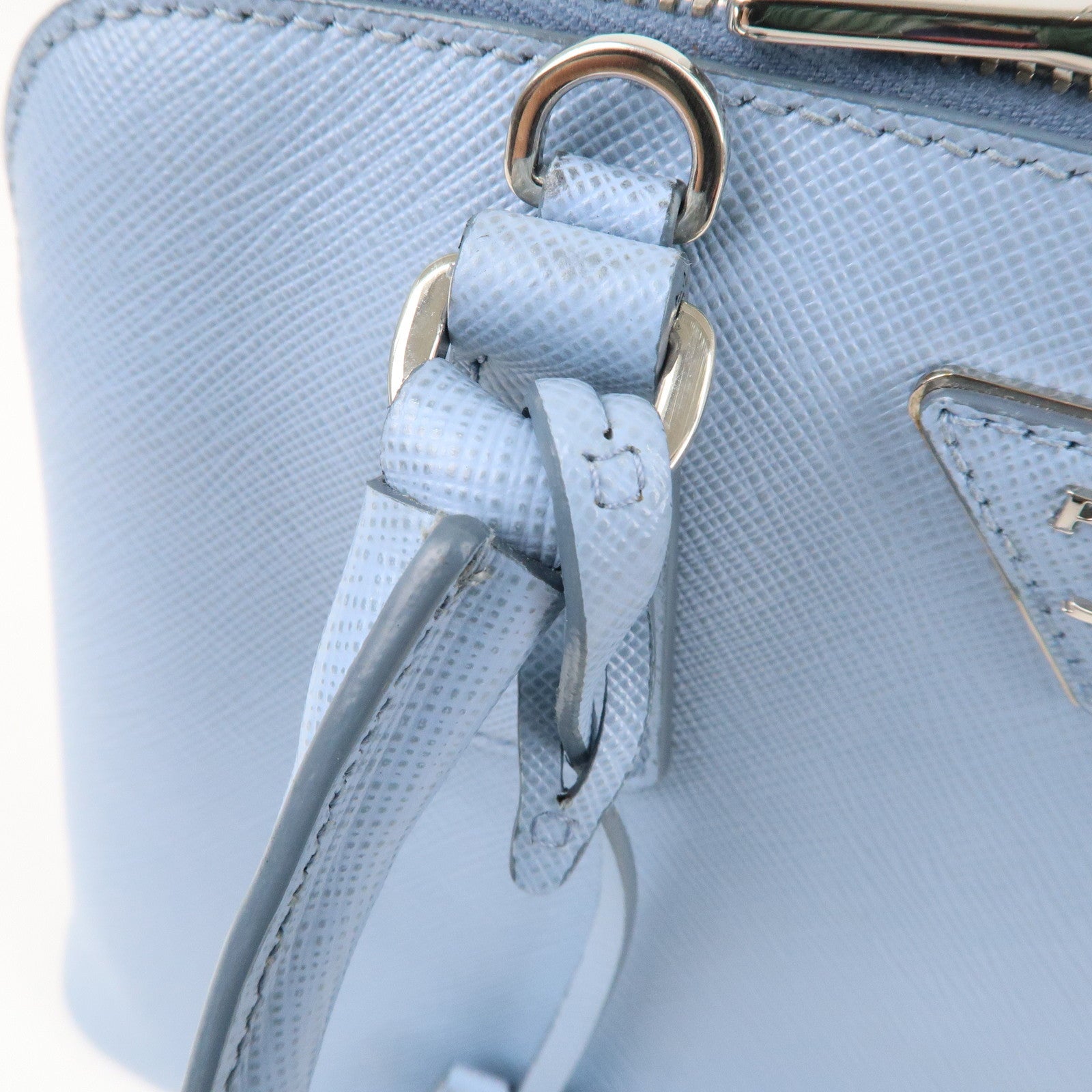 Prada Logo Leather 2Way Bag Hand Bag Shoulder Bag Blue 1BA838