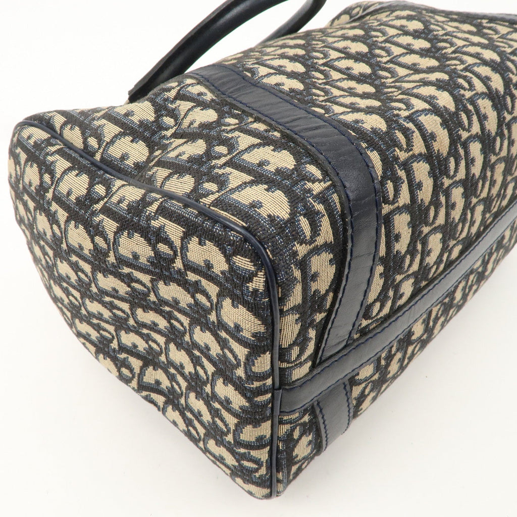Christian Dior Trotter Canvas Leather Boston Bag Navy