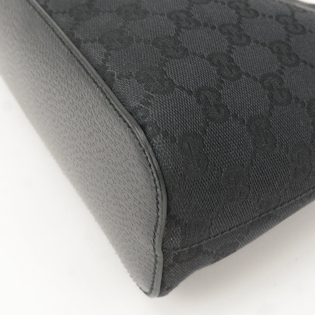 GUCCI GG Monogram Canvas Leather Shoulder Bag Black 115003