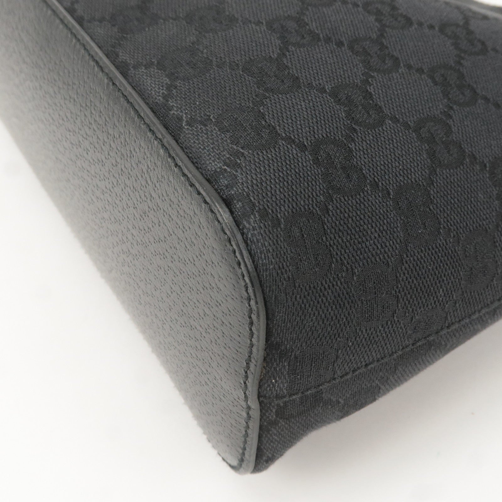 GUCCI GG Monogram Canvas Leather Shoulder Bag Black 115003