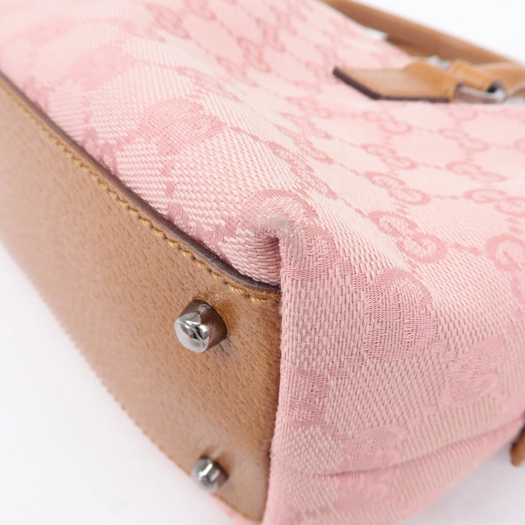 GUCCI GG Canvas Leather Mini Boston Bag Hand Bag Pink 113009