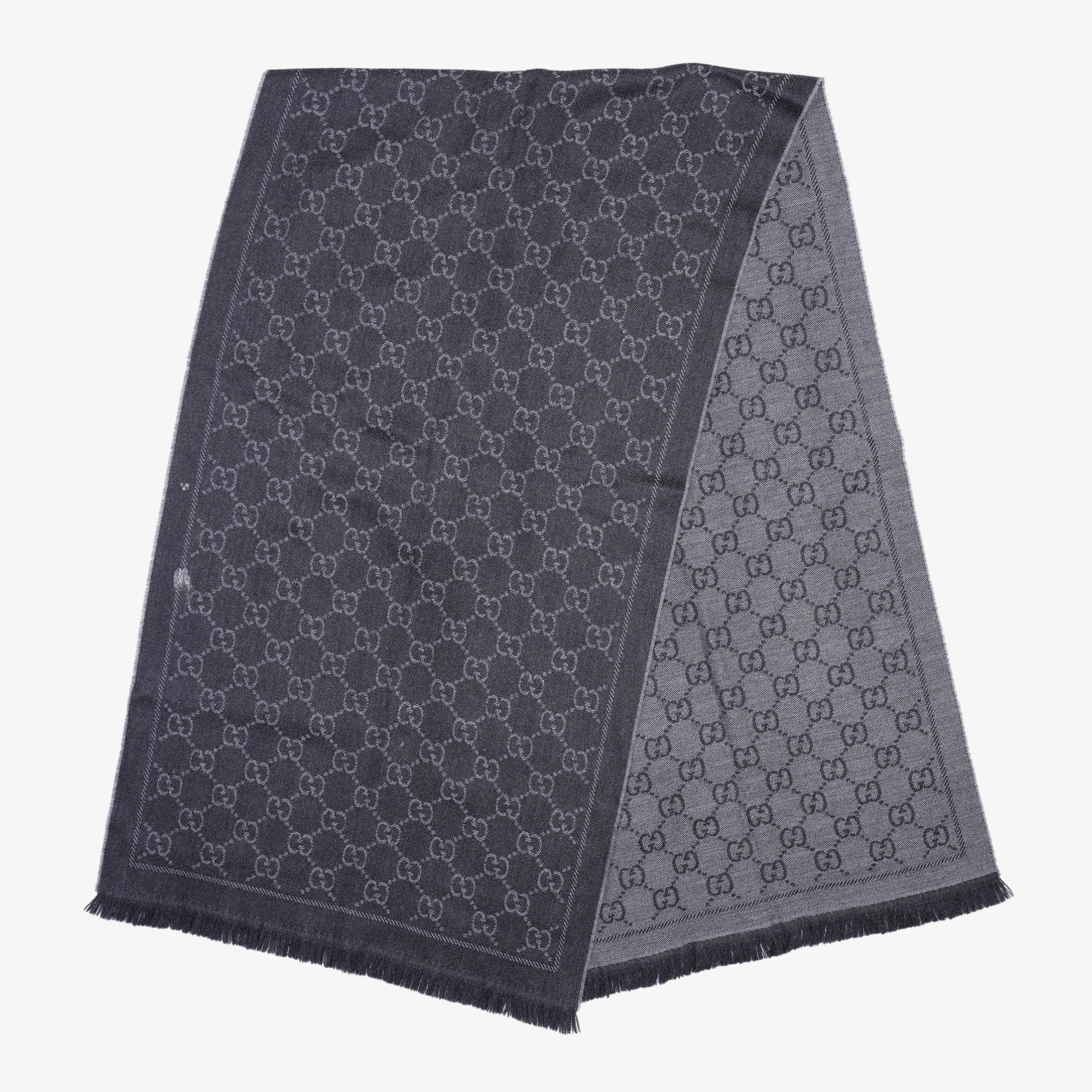 Gucci Womens GG Jacquard Scarf Black Grey