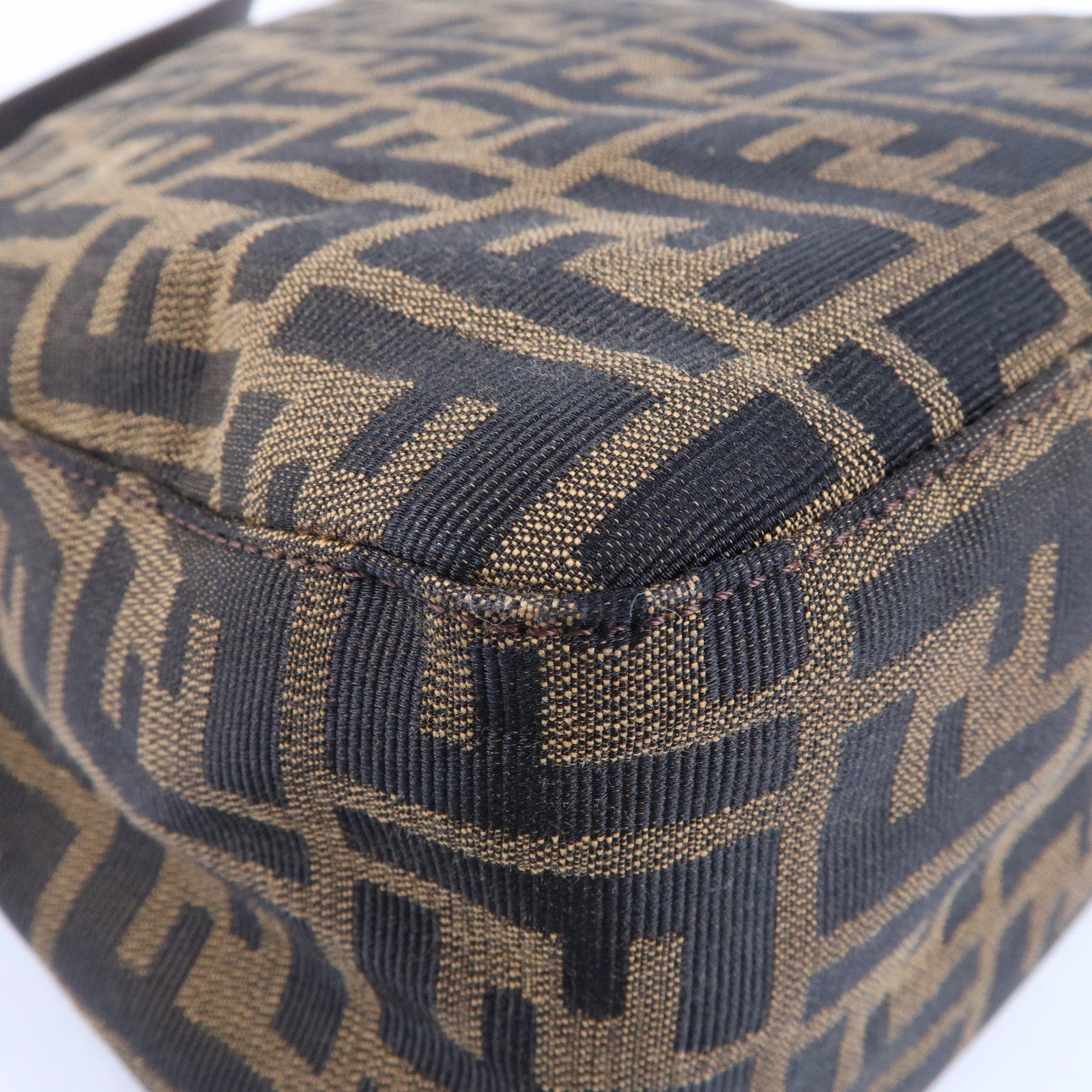 FENDI Zucca Mamma Baguette Canvas Leather Shoulder Bag 26325