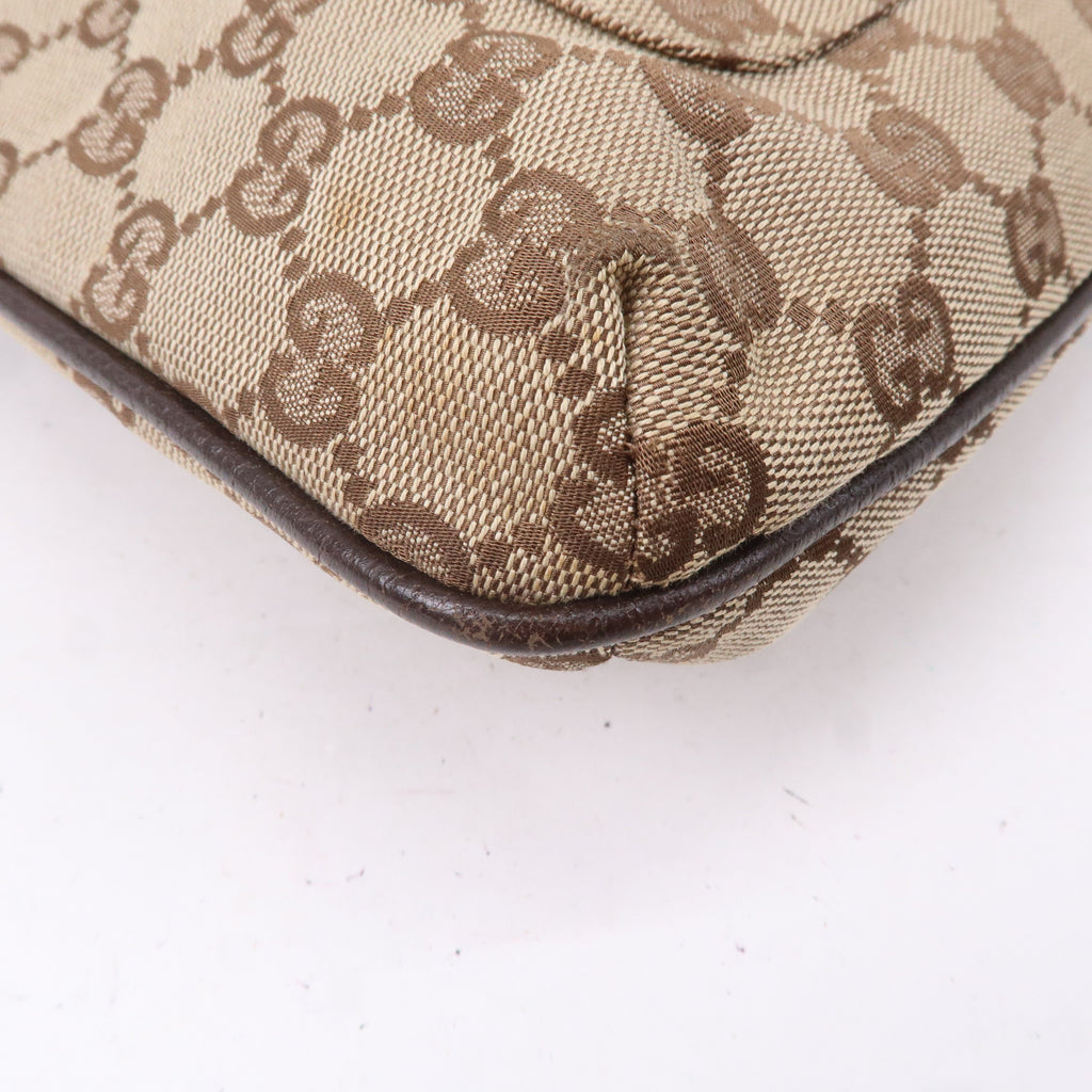 GUCCI GG Canvas Leather Shoulder Bag Beige Brown 122793