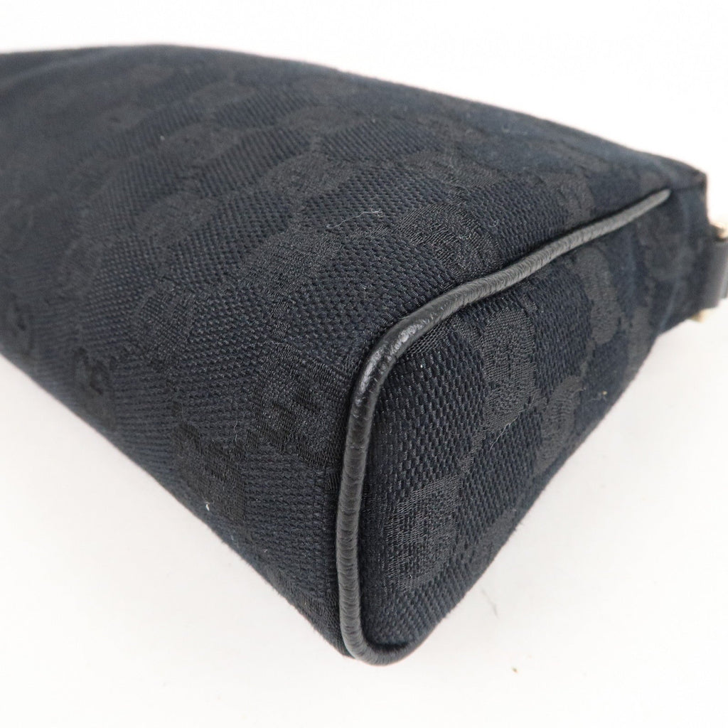 GUCCI Abbey GG Canvas Leather Hand Bag Pouch Black 145750