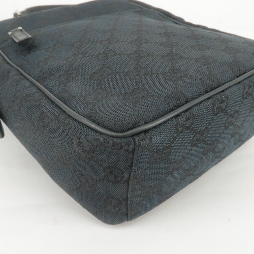 GUCCI GG Canvas Leather Shoulder Bag Hand Bag Black 018 1612