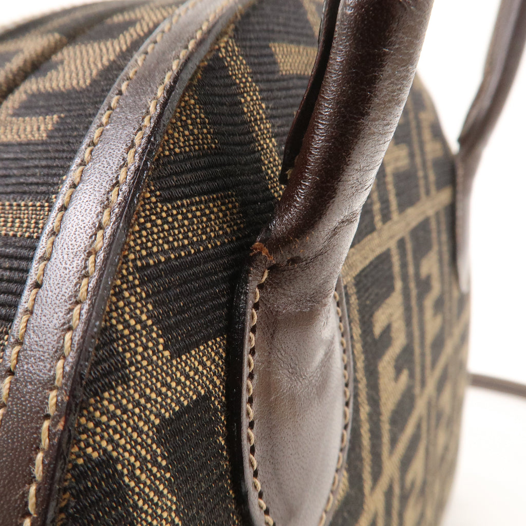 FENDI Zucca Canvas Leather 2WAY Handbag Shoulder Bag