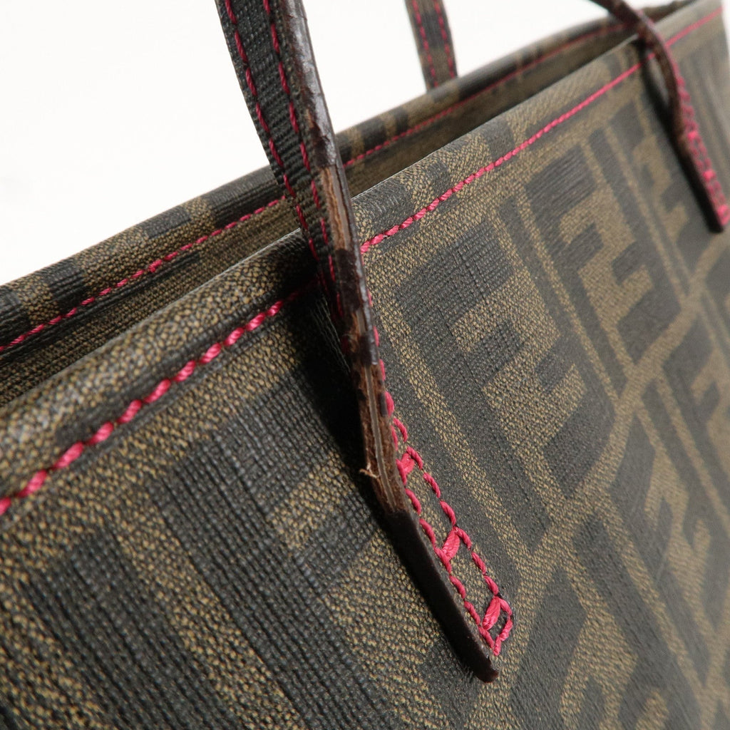 FENDI Zucca Logo Print PVC Tote Bag Brown Black Pink 8BH198