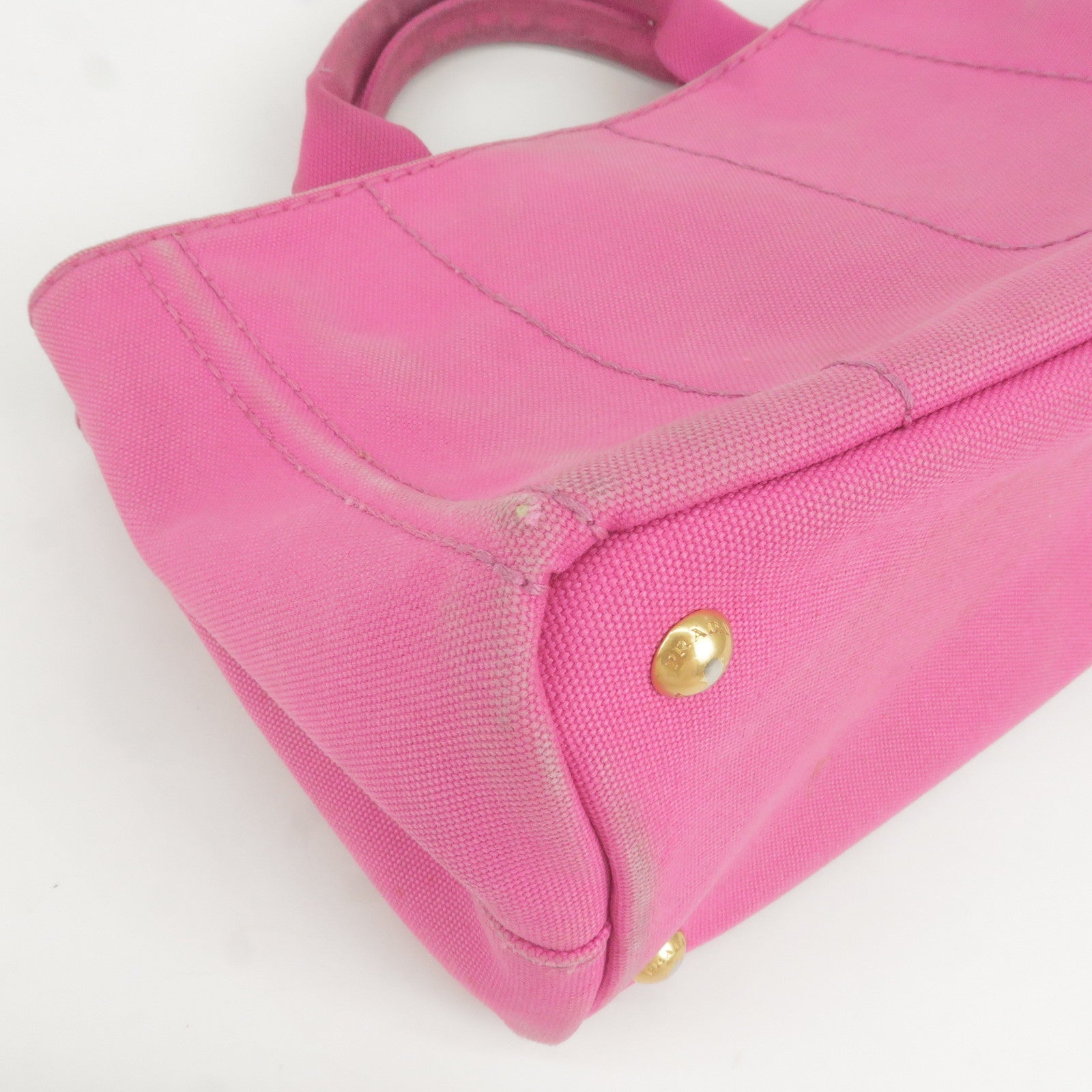 Prada Logo Canapa Mini Canvas Hand Bag Tote Bag Pink