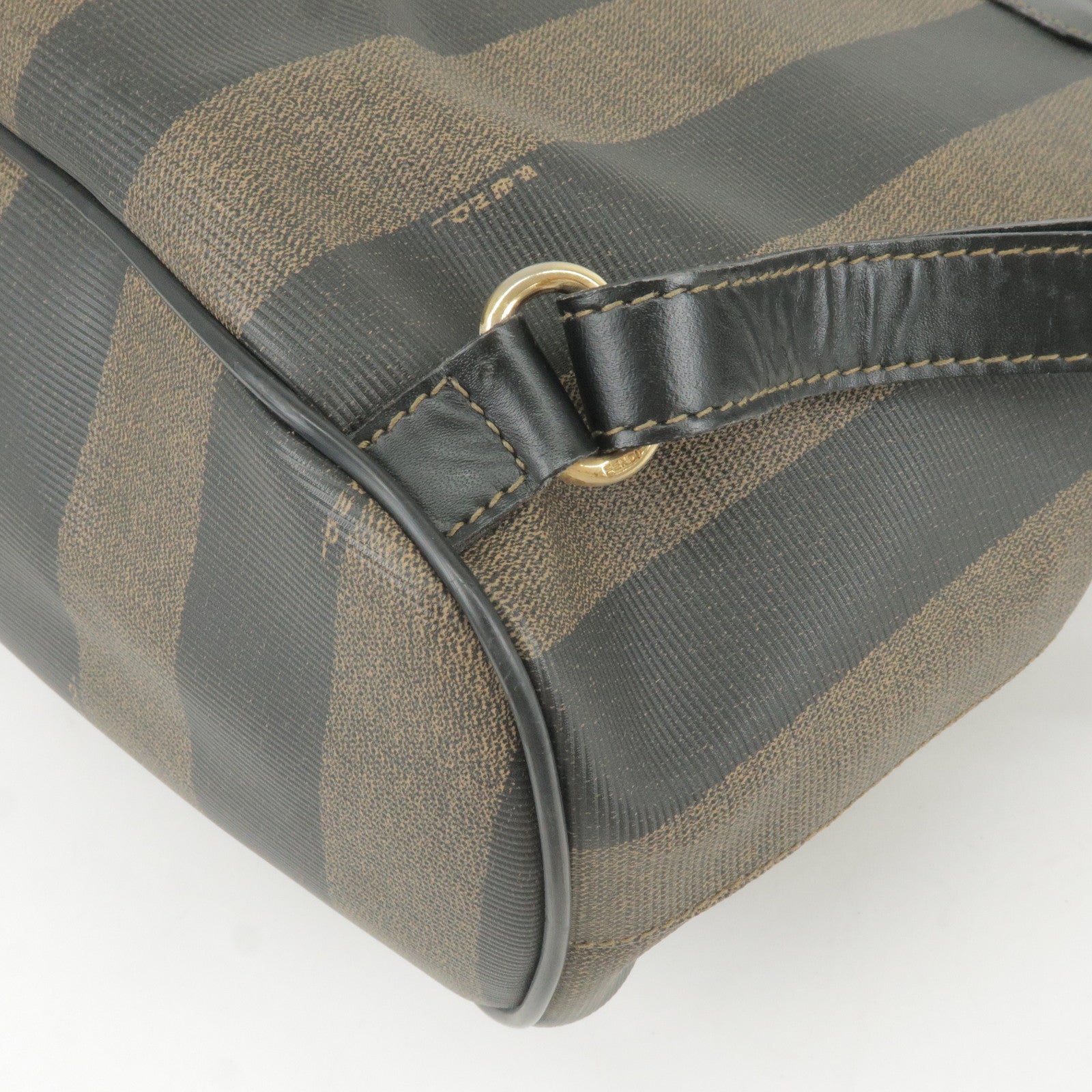 FENDI Pequin PVC Leather Back Pack Bag Khaki Black 259292
