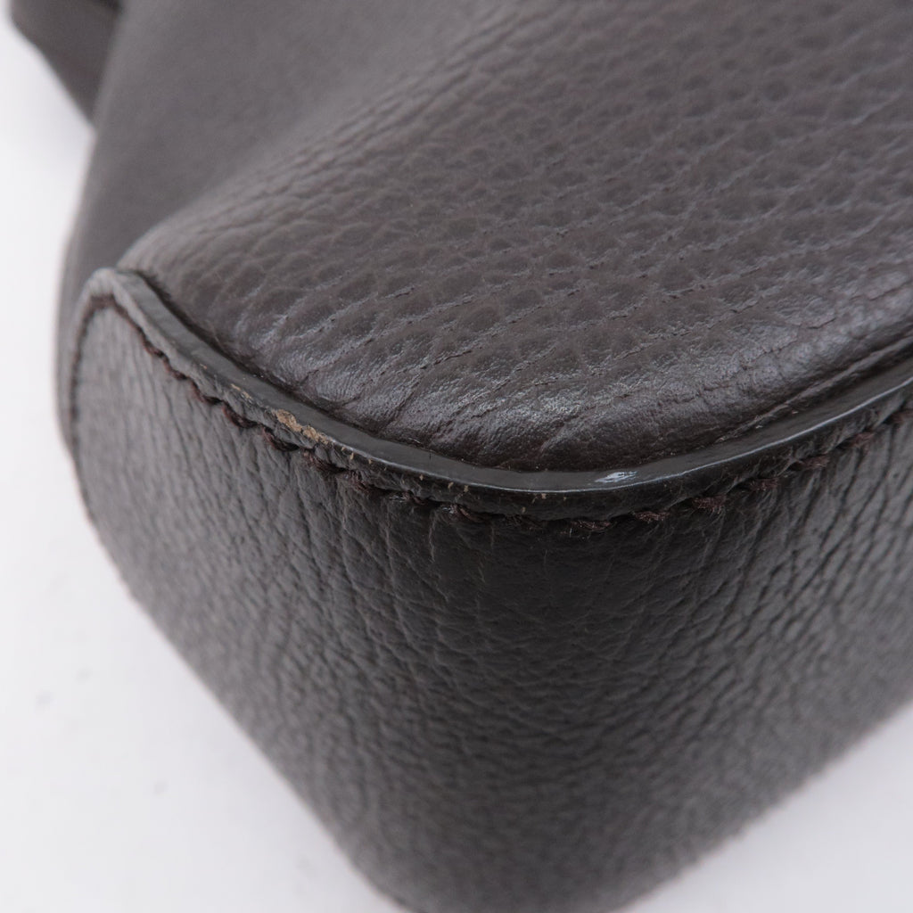 GUCCI Leather Shoulder Bag Hand Bag Dark Brown 336659