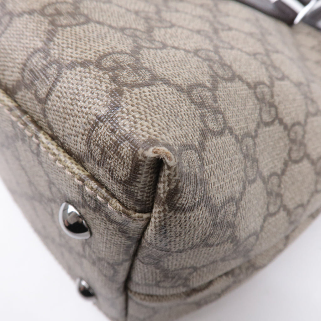 GUCCI GG Supreme Leather Tote Bag Beige Brown 114595