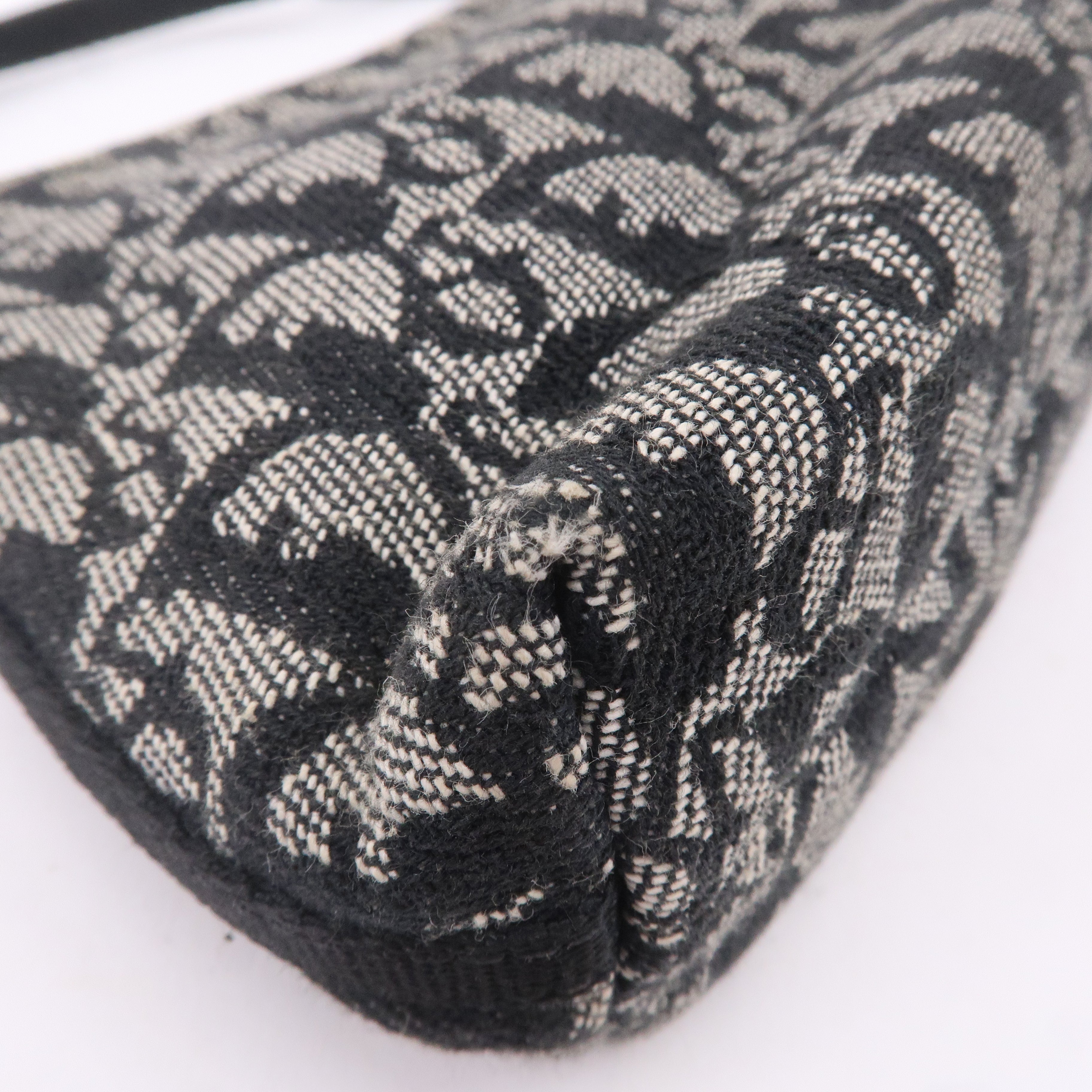 Christian Dior Trotter Canvas Leather Hand Bag Pouch Black