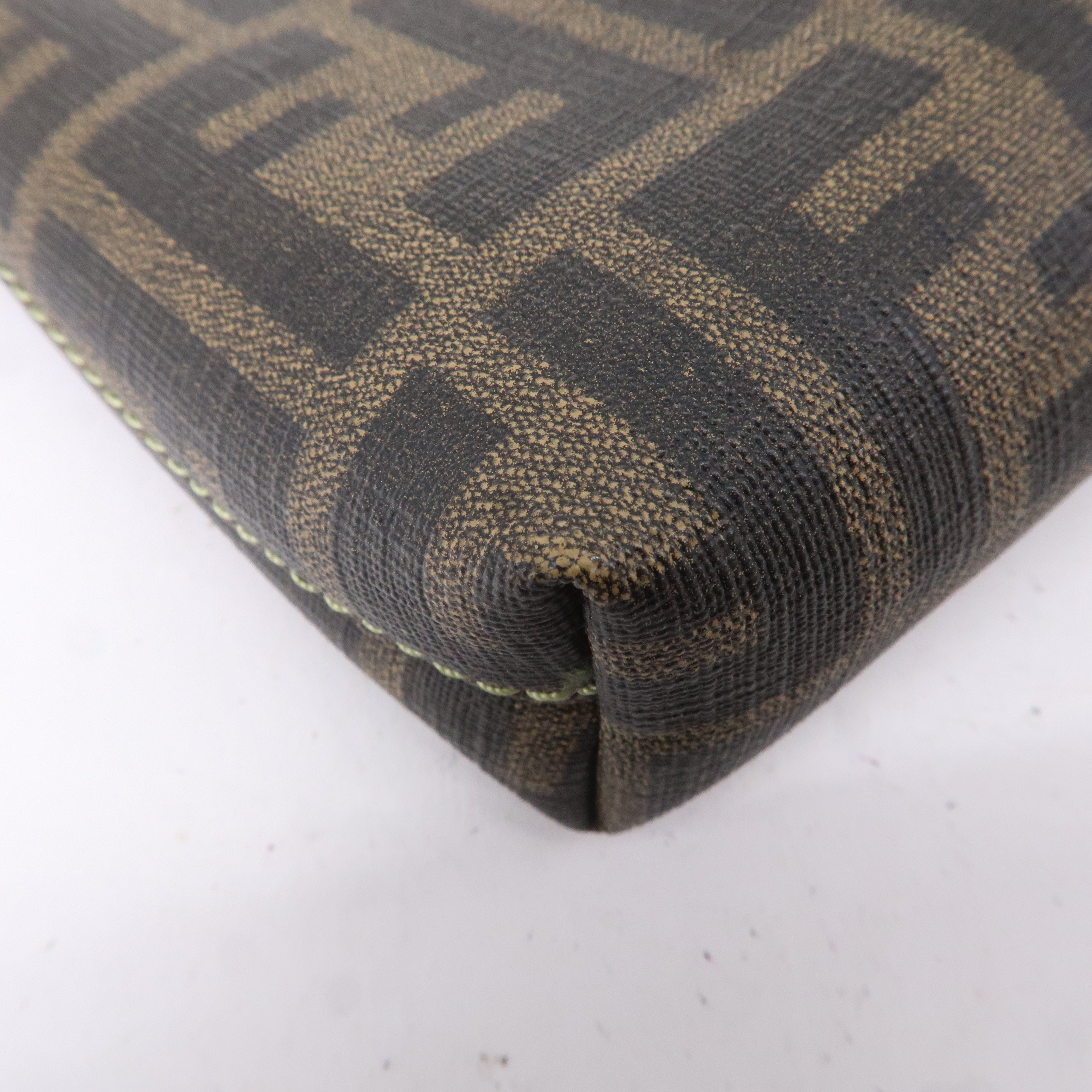 FENDI Zucca Print PVC Accessory Pouch Bag Khaki Green 8BR592