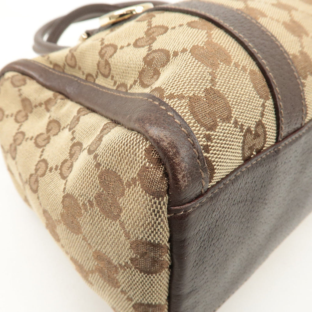 GUCCI Abbey GG Canvas Leather Boston Bag Beige Brown 130942